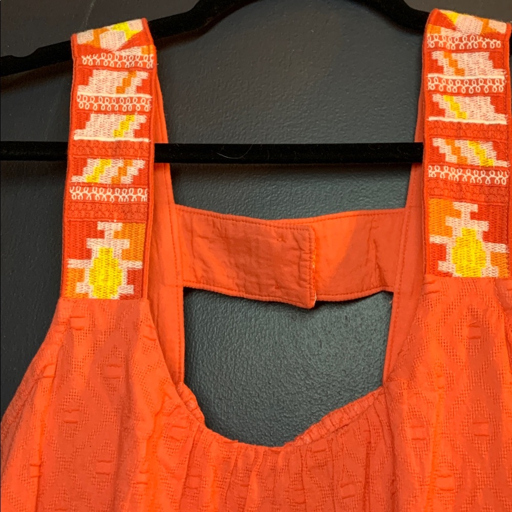 Anthropologie Coral Textured Tunic Swing Dress with Embroidered Straps size XS - Picture 6 of 13